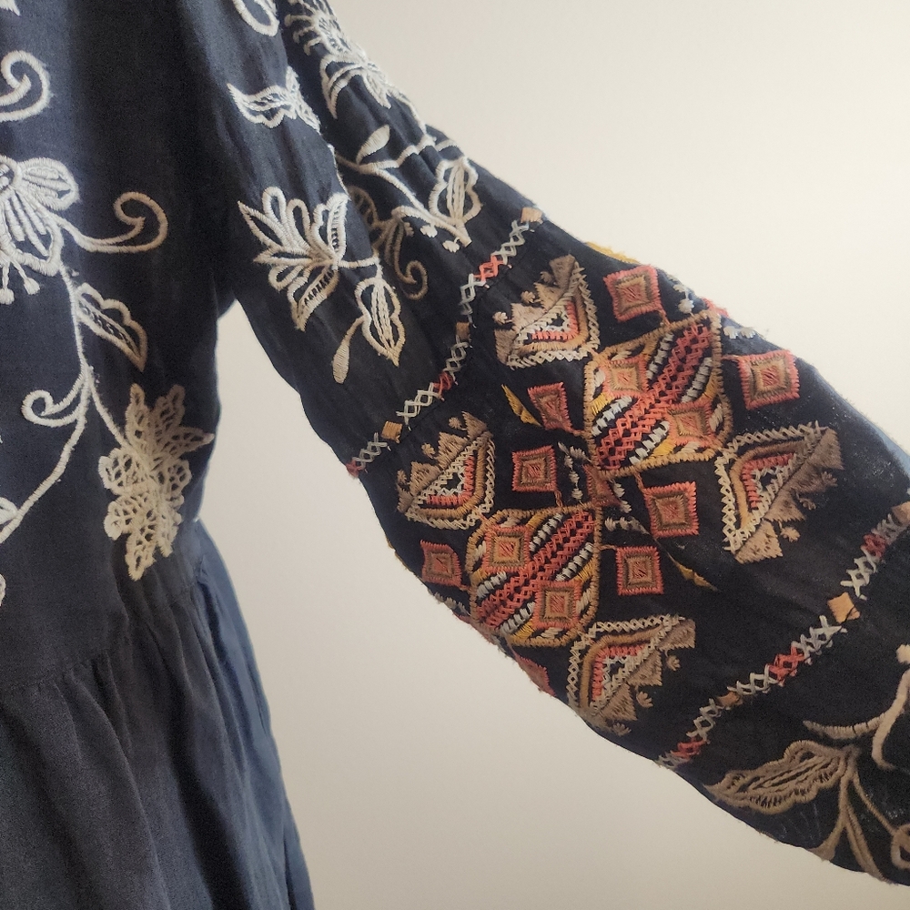 Johnny Was Workshop Embroidered Babydoll Mini Dress - Picture 4 of 7